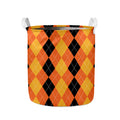 Orange And Black Argyle Pattern Print Collapsible Laundry Basket