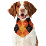 Orange And Black Argyle Pattern Print Dog Bandana
