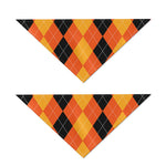 Orange And Black Argyle Pattern Print Dog Bandana