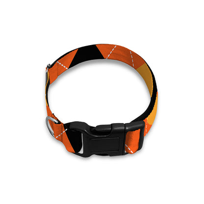 Orange And Black Argyle Pattern Print Dog Collar