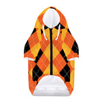 Orange And Black Argyle Pattern Print Dog Zip Up Hoodie