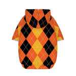 Orange And Black Argyle Pattern Print Dog Zip Up Hoodie
