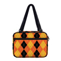 Orange And Black Argyle Pattern Print Double Strap Bible Bag