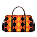 Orange And Black Argyle Pattern Print Duffel Bag