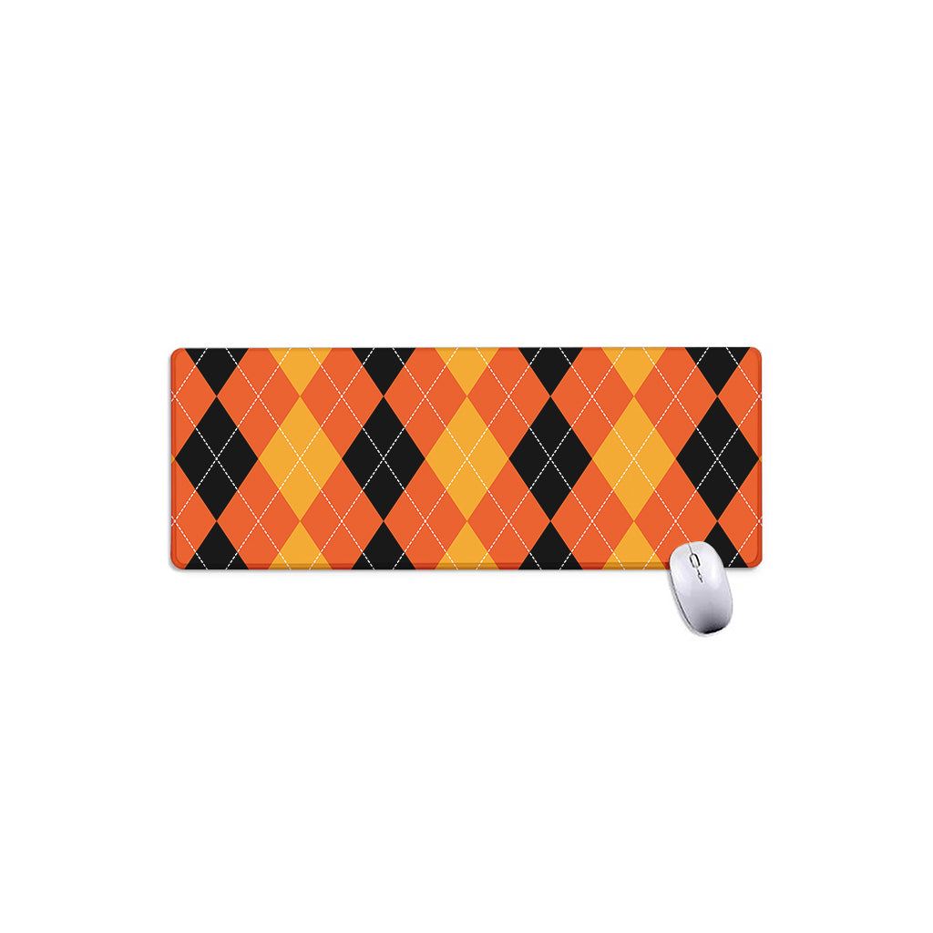 Orange And Black Argyle Pattern Print Extended Mouse Pad