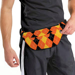 Orange And Black Argyle Pattern Print Fanny Pack