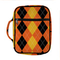Orange And Black Argyle Pattern Print Front Pocket Bible Bag