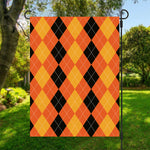 Orange And Black Argyle Pattern Print Garden Flag