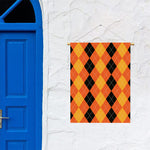 Orange And Black Argyle Pattern Print Garden Flag