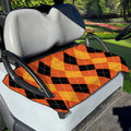 Orange And Black Argyle Pattern Print Golf Cart Seat Cover