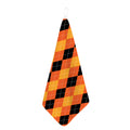 Orange And Black Argyle Pattern Print Hand Towel