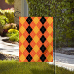 Orange And Black Argyle Pattern Print House Flag