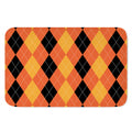 Orange And Black Argyle Pattern Print Indoor Door Mat