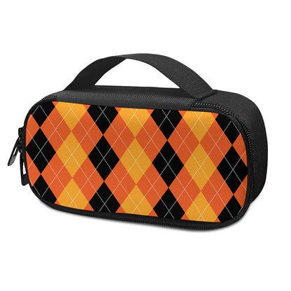 Orange And Black Argyle Pattern Print Insulin Cooler Travel Case