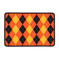 Orange And Black Argyle Pattern Print Kitchen Mat