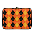 Orange And Black Argyle Pattern Print Laptop Sleeve