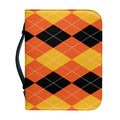 Orange And Black Argyle Pattern Print Leather Bible Cover
