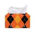 Orange And Black Argyle Pattern Print Leather Tissue Box Cover