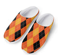 Orange And Black Argyle Pattern Print Mesh Casual Shoes