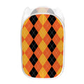 Orange And Black Argyle Pattern Print Mesh Laundry Hamper