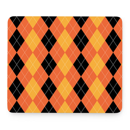 Orange And Black Argyle Pattern Print Mouse Pad