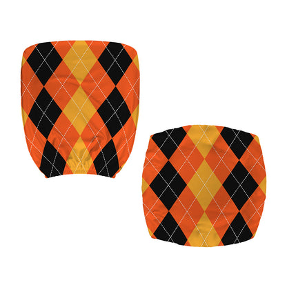 Orange And Black Argyle Pattern Print Office Chair Cover