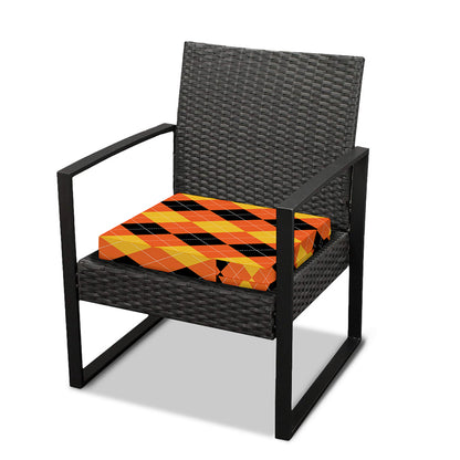 Orange And Black Argyle Pattern Print Outdoor Seat Cushion Cover