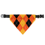 Orange And Black Argyle Pattern Print Over The Collar Dog Bandana