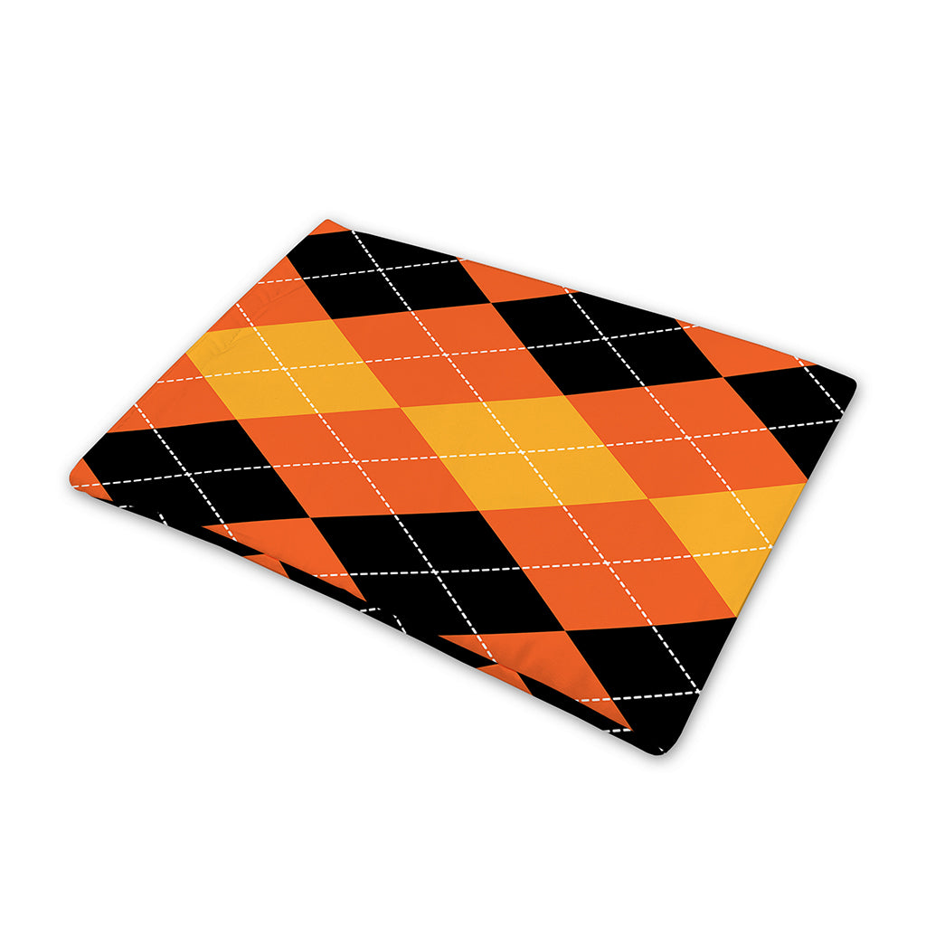 Orange And Black Argyle Pattern Print Pet Cooling Mat Cover