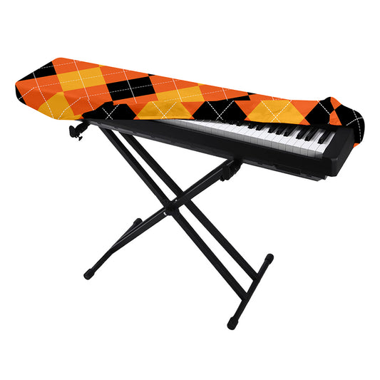 Orange And Black Argyle Pattern Print Piano Keyboard Cover