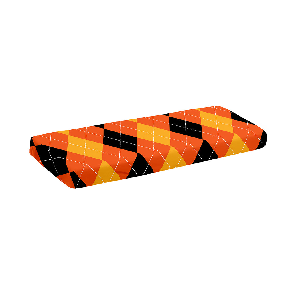 Orange And Black Argyle Pattern Print Piano Keyboard Cover
