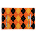 Orange And Black Argyle Pattern Print Placemat