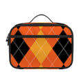 Orange And Black Argyle Pattern Print Portable Lunch Bag