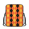 Orange And Black Argyle Pattern Print Rectangular Crossbody Bag