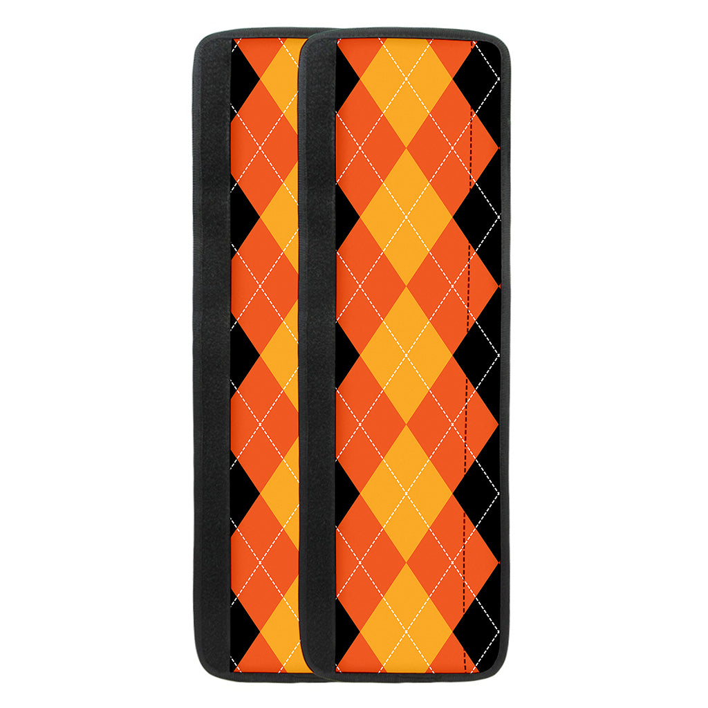 Orange And Black Argyle Pattern Print Refrigerator Handle Covers