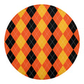 Orange And Black Argyle Pattern Print Round Blanket