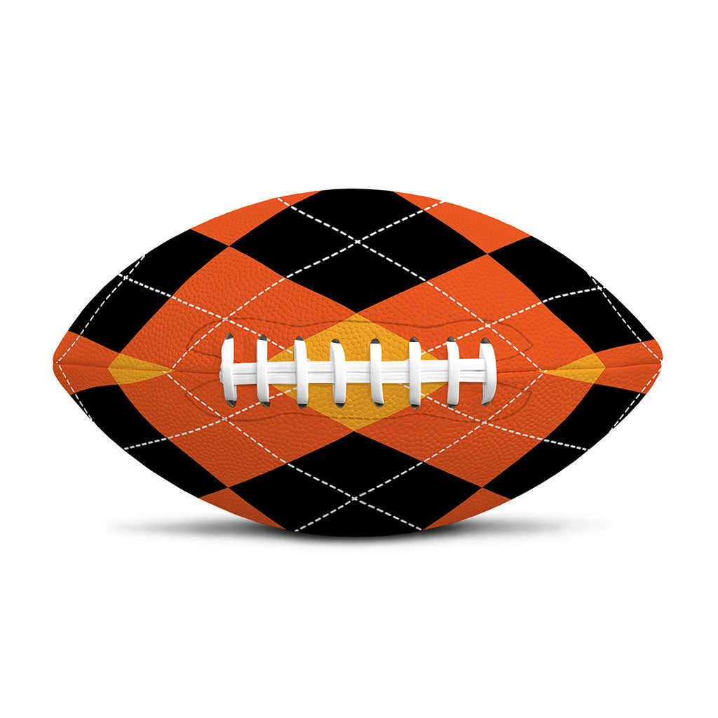 Orange And Black Argyle Pattern Print Rugby Ball