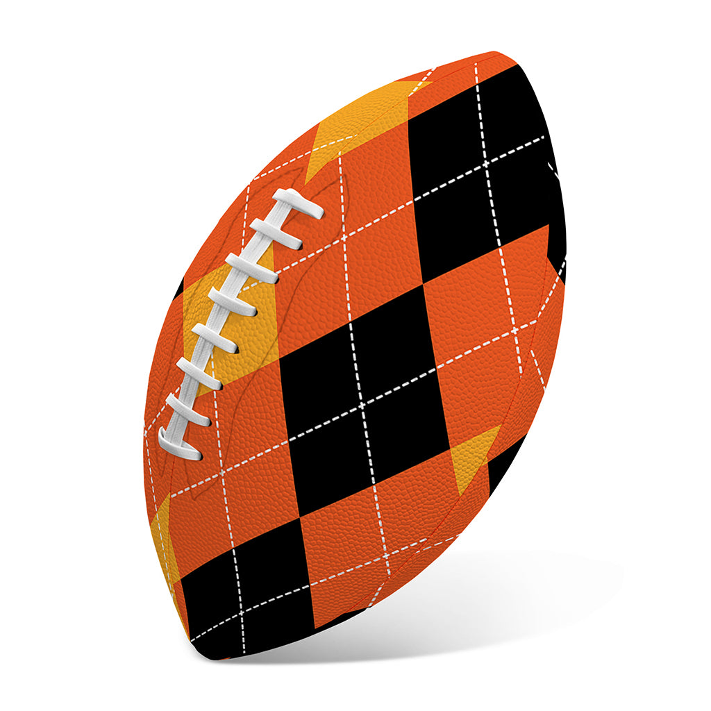 Orange And Black Argyle Pattern Print Rugby Ball