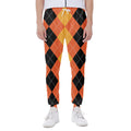 Orange And Black Argyle Pattern Print Joggers