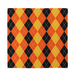 Orange And Black Argyle Pattern Print Silk Bandana