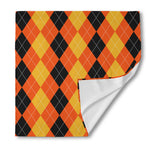 Orange And Black Argyle Pattern Print Silk Bandana