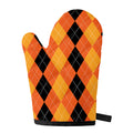 Orange And Black Argyle Pattern Print Single Oven Mitt
