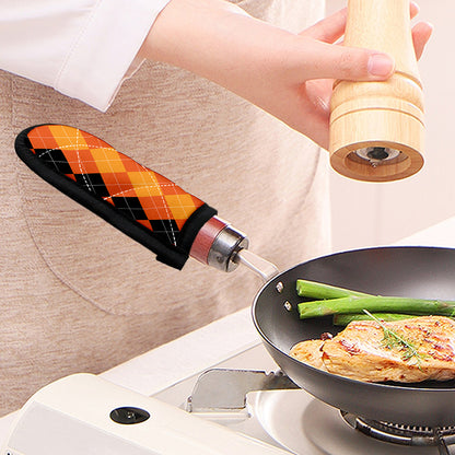Orange And Black Argyle Pattern Print Skillet Handle Cover