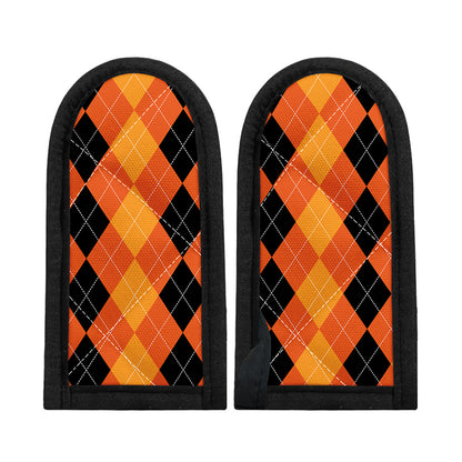 Orange And Black Argyle Pattern Print Skillet Handle Cover