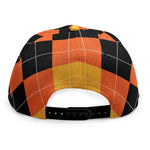 Orange And Black Argyle Pattern Print Snapback Cap