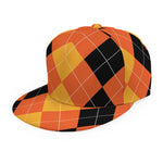 Orange And Black Argyle Pattern Print Snapback Cap