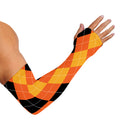 Orange And Black Argyle Pattern Print Sun Protection Arm Sleeves