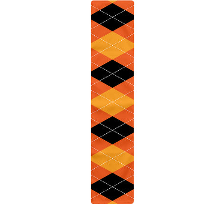 Orange And Black Argyle Pattern Print Table Runner