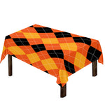 Orange And Black Argyle Pattern Print Tablecloth