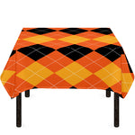 Orange And Black Argyle Pattern Print Tablecloth
